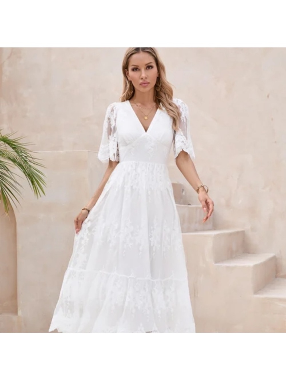 JJs House White Lace Maxi Dress
